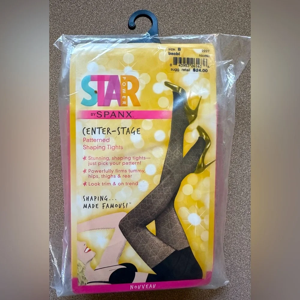Spanx Star Power Center-Stage Patterned Shaping Tights  - NIP